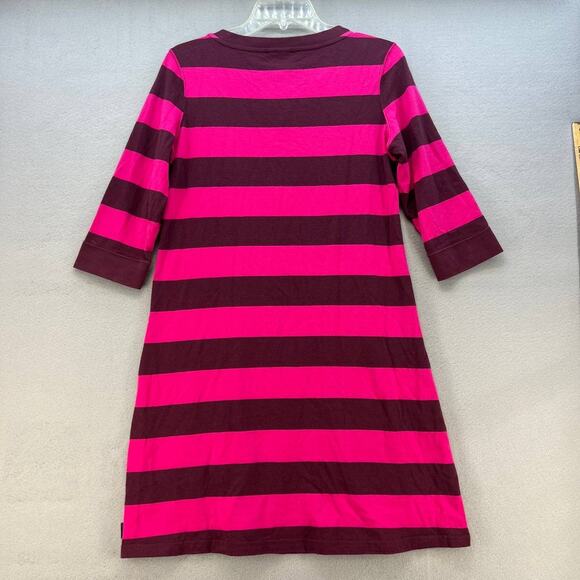 Patagonia Dress Women's Medium Pink Maroon Striped Crew Neck T-Shirt 3/4 Sleeve - Picture 8 of 13